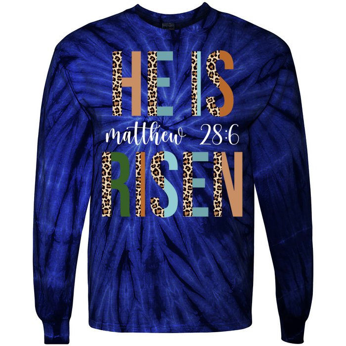 He Is Risen Matthew Bible Verse Tie-Dye Long Sleeve Shirt