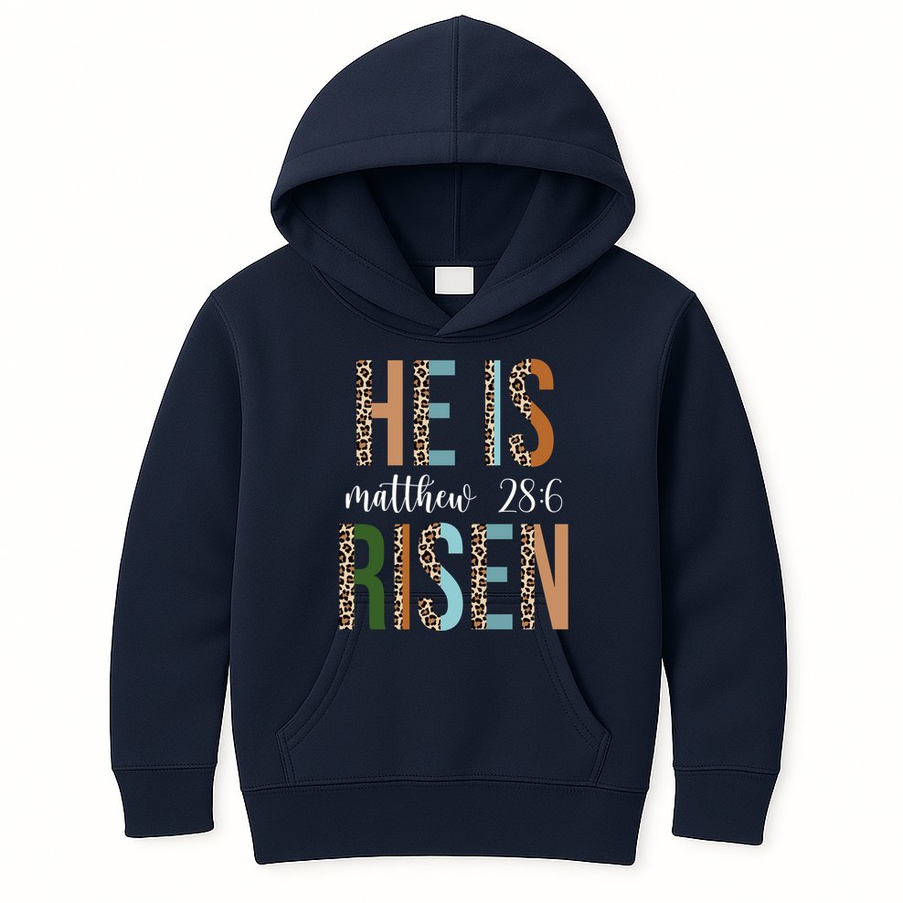 He Is Risen Matthew Bible Verse Kids Hoodie