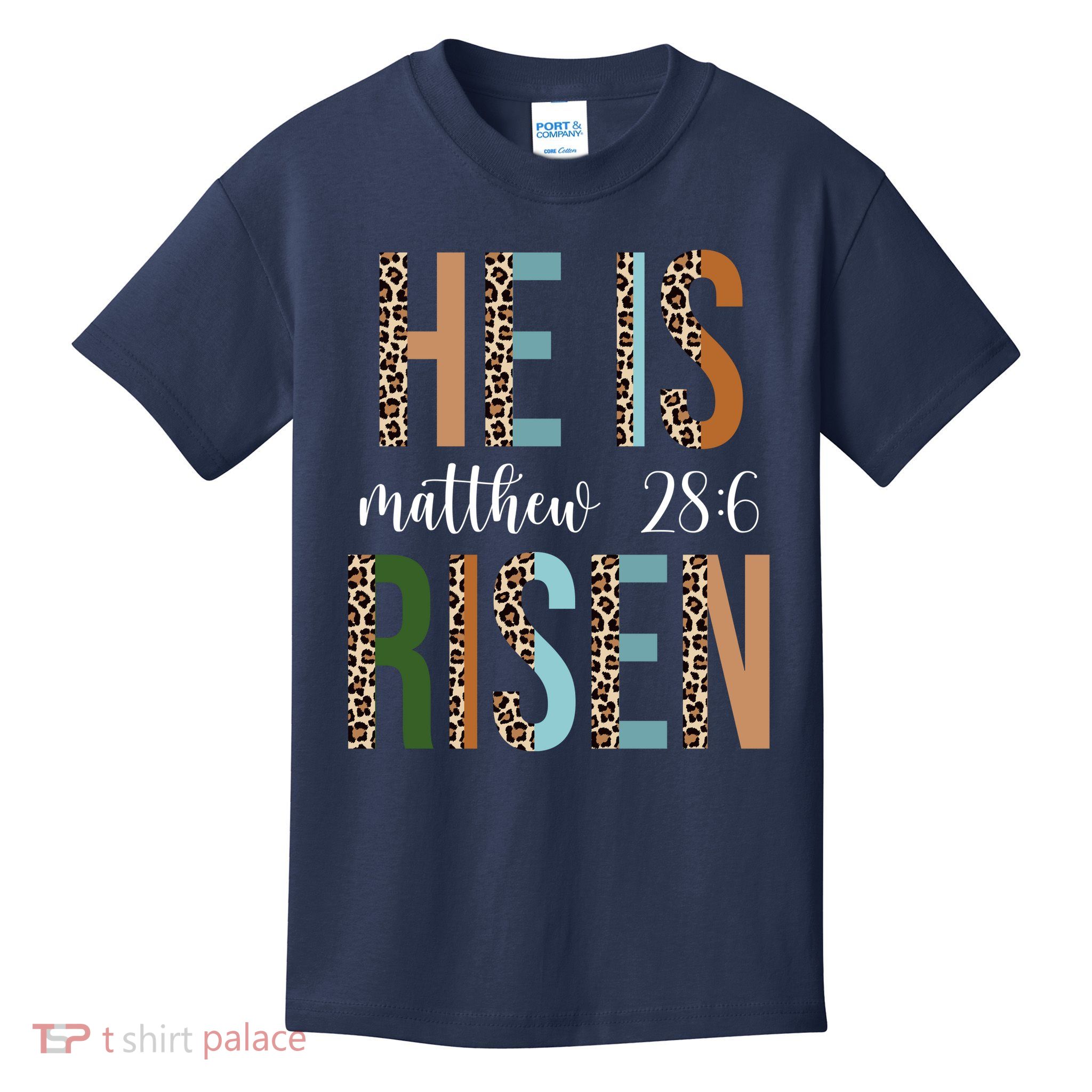 He Is Risen Matthew Bible Verse Kids T-Shirt