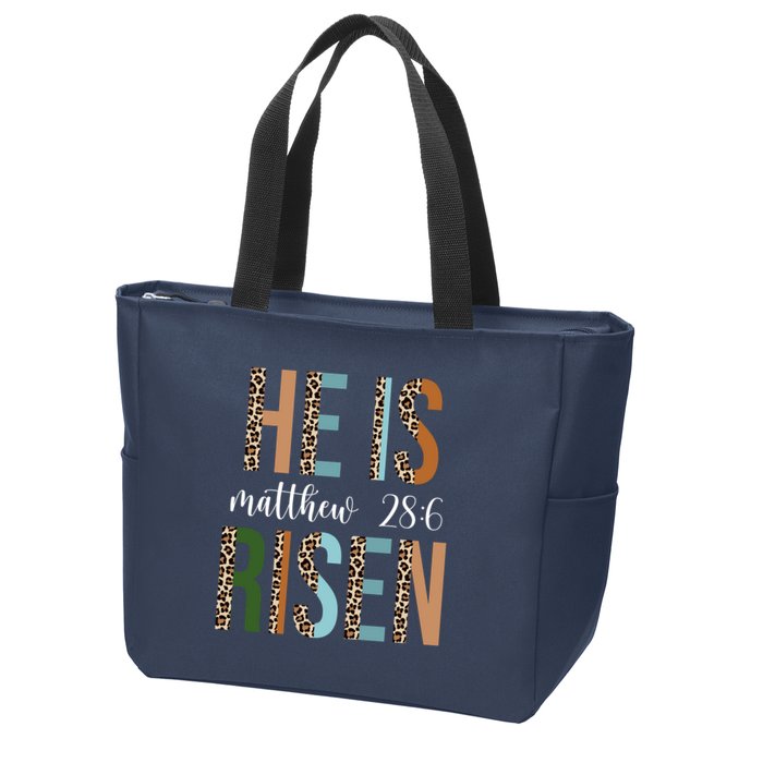 He Is Risen Matthew Bible Verse Zip Tote Bag