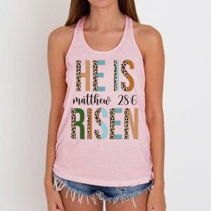 He Is Risen Matthew Bible Verse Women's Knotted Racerback Tank