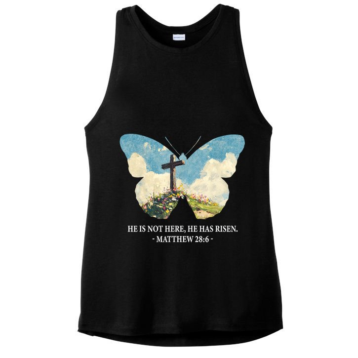 He Is Risen Christian Wildflower Happy Easter Women Girls Ladies PosiCharge Tri-Blend Wicking Tank