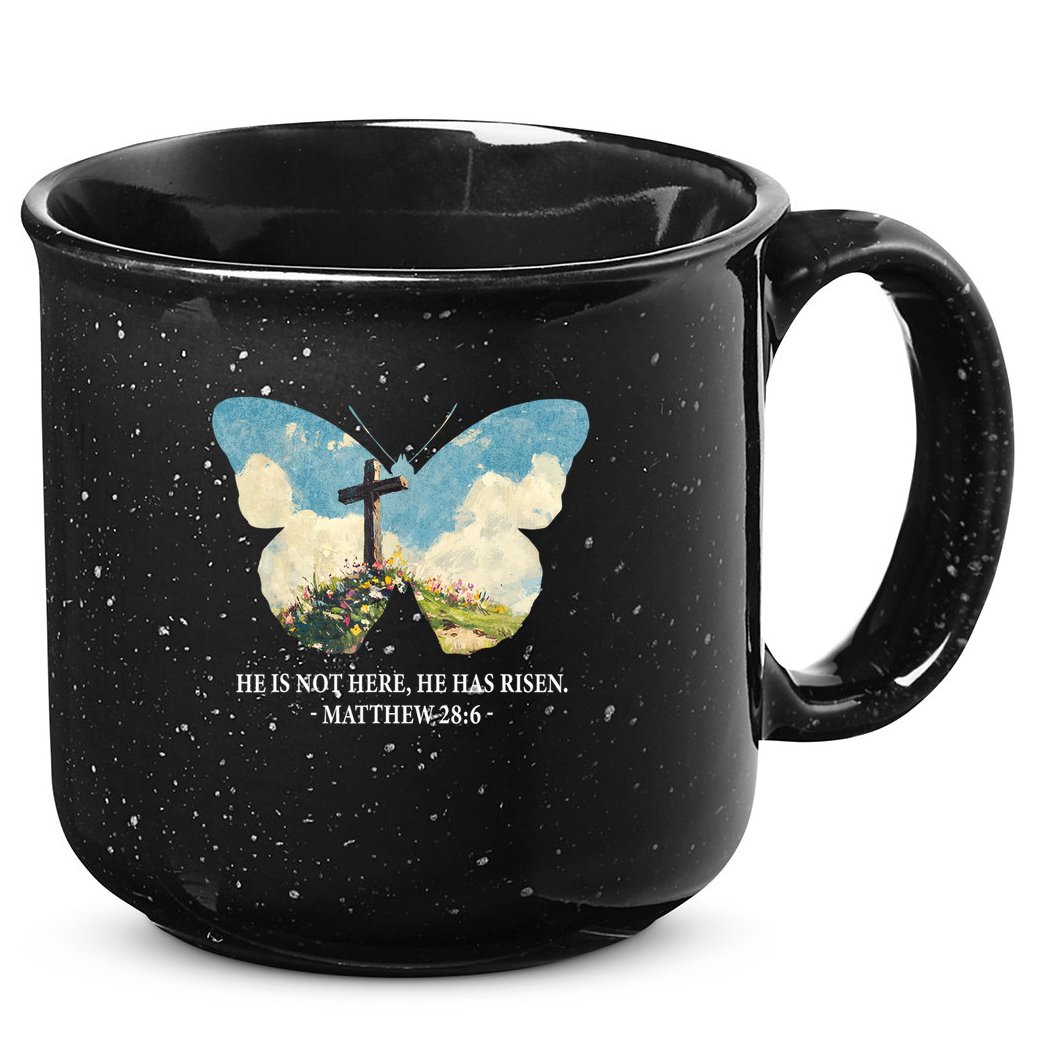 He Is Risen Christian Wildflower Happy Easter Women Girls 15oz Campfire Ceramic Mug