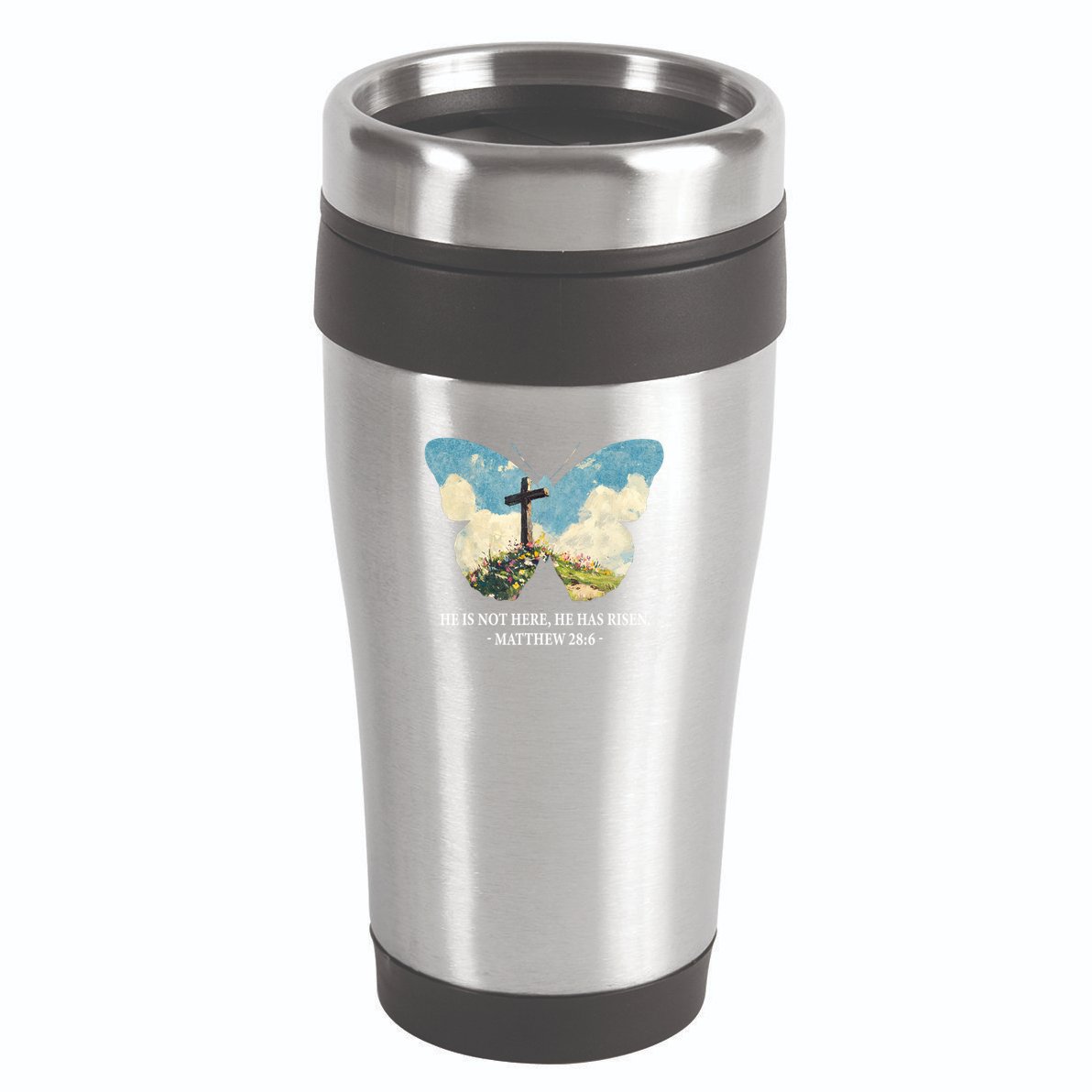 He Is Risen Christian Wildflower Happy Easter Women Girls 16oz Travel Tumbler