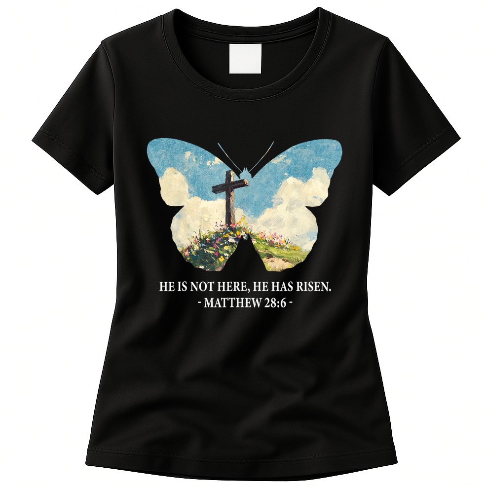 He Is Risen Christian Wildflower Happy Easter Women Girls Womens T-Shirt