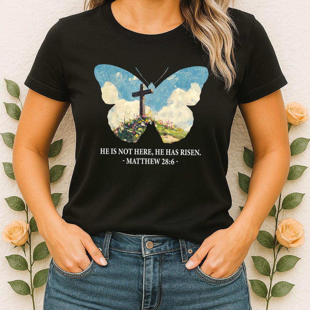 He Is Risen Christian Wildflower Happy Easter Women Girls Womens T-Shirt