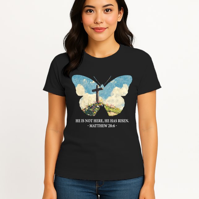 He Is Risen Christian Wildflower Happy Easter Women Girls Womens T-Shirt