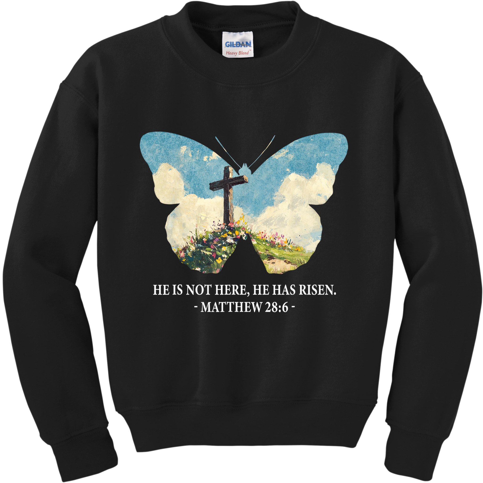 He Is Risen Christian Wildflower Happy Easter Women Girls Kids Sweatshirt