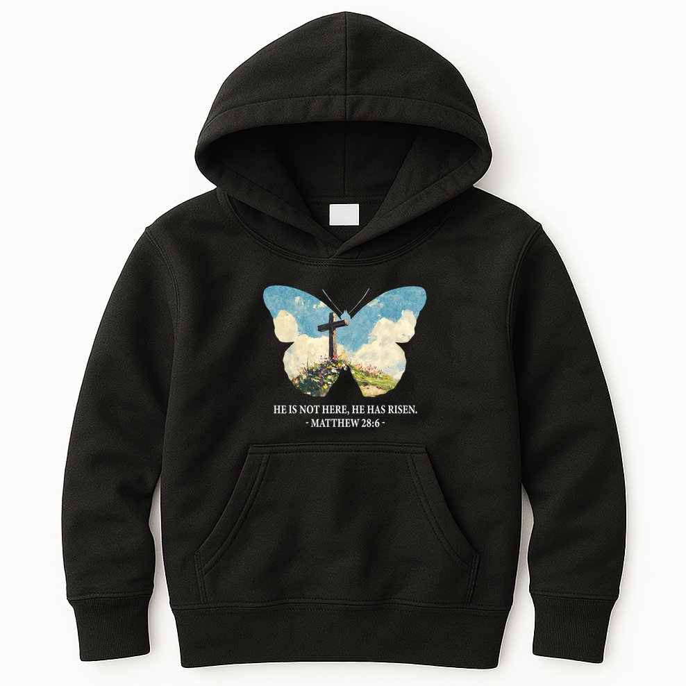 He Is Risen Christian Wildflower Happy Easter Women Girls Kids Hoodie