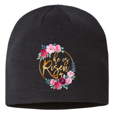 He is Risen Jesus Christian Easter Floral Wreath Women Girls Sustainable Beanie