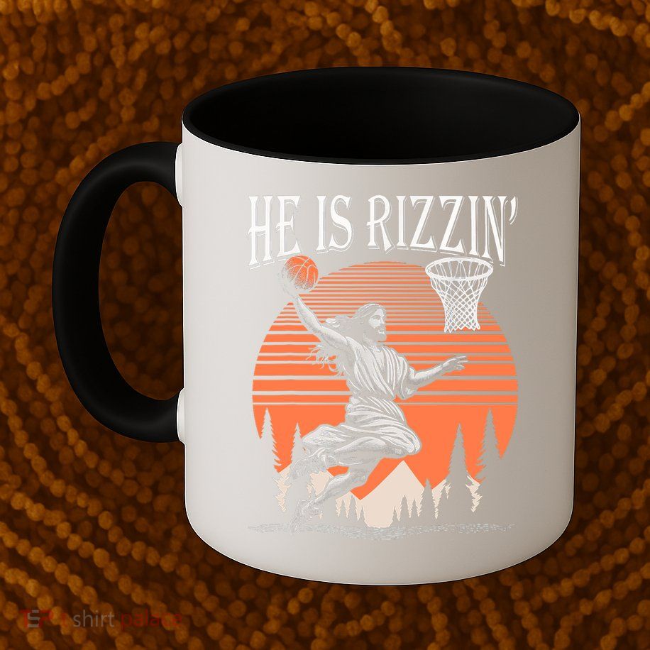 He Is Rizzin Funny Jesus Basketball Easter Christian Men Boy  Mug