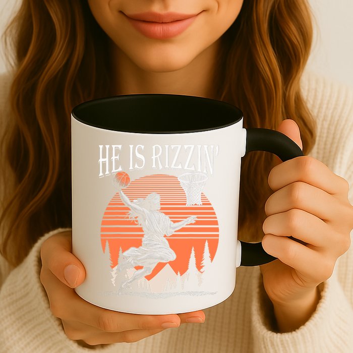 He Is Rizzin Funny Jesus Basketball Easter Christian Men Boy  Mug