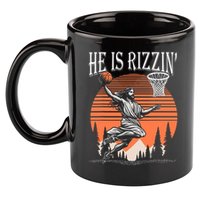 He Is Rizzin Funny Jesus Basketball Easter Christian Men Boy  11oz C Handle Ceramic Mug