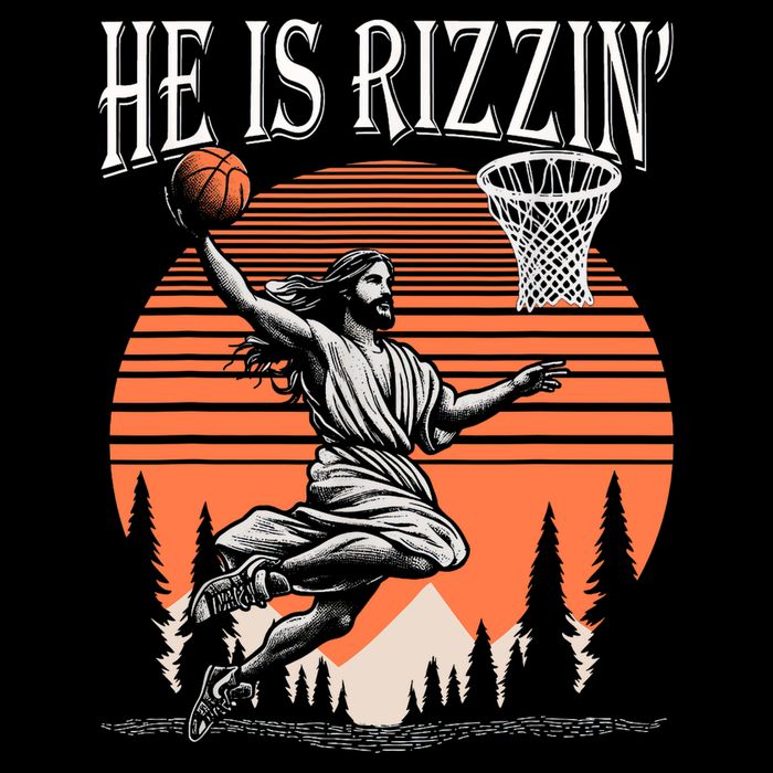 He Is Rizzin Funny Jesus Basketball Easter Christian Men Boy  Youth Performance Sprint T-Shirt
