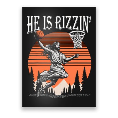 He Is Rizzin Funny Jesus Basketball Easter Christian Men Boy  Poster