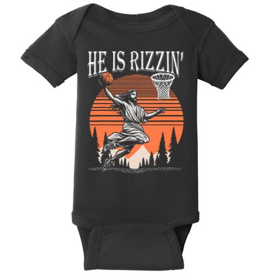 He Is Rizzin Funny Jesus Basketball Easter Christian Men Boy  Baby Bodysuit