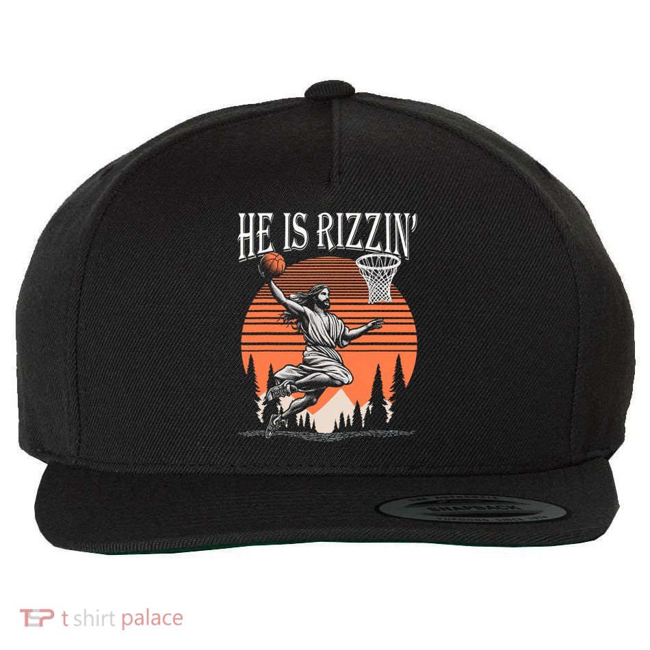 He Is Rizzin Funny Jesus Basketball Easter Christian Men Boy  Wool Snapback Cap