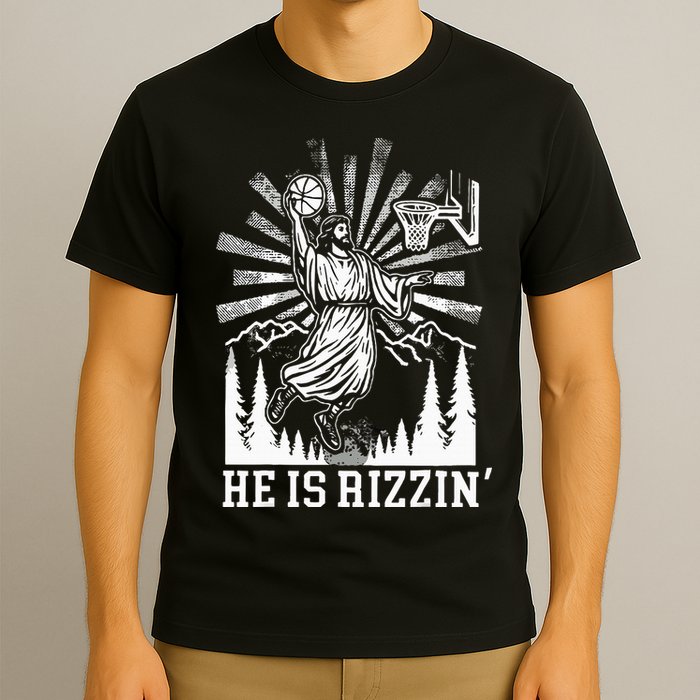 He Is Rizzin Funny Jesus Basketball Christian Religious T-Shirt