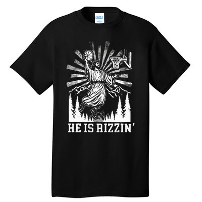 He Is Rizzin Funny Jesus Basketball Christian Religious Tall T-Shirt