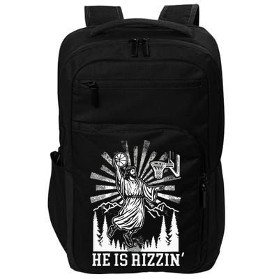 He Is Rizzin Funny Jesus Basketball Christian Religious Impact Tech Backpack