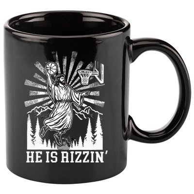 He Is Rizzin Funny Jesus Basketball Christian Religious 11oz C Handle Ceramic Mug