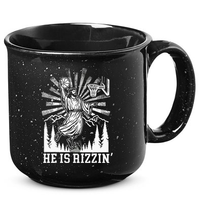 He Is Rizzin Funny Jesus Basketball Christian Religious 15oz Campfire Ceramic Mug
