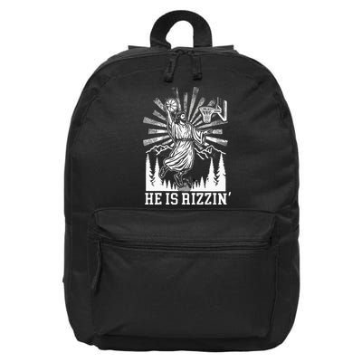 He Is Rizzin Funny Jesus Basketball Christian Religious 16 in Basic Backpack
