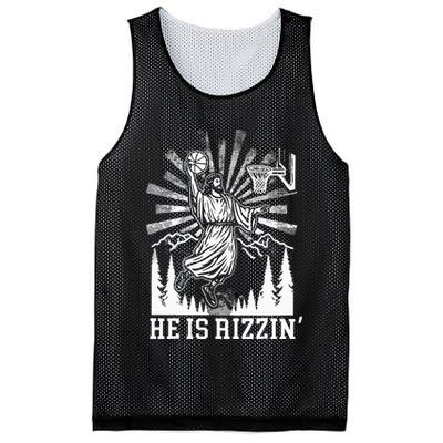 He Is Rizzin Funny Jesus Basketball Christian Religious Mesh Reversible Basketball Jersey Tank