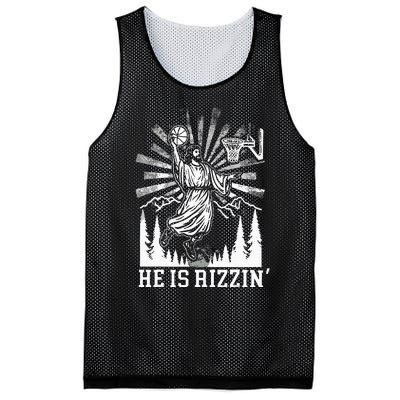 He Is Rizzin Funny Jesus Basketball Christian Religious Mesh Reversible Basketball Jersey Tank