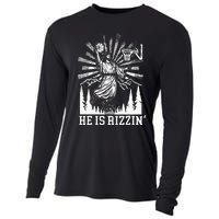 He Is Rizzin Funny Jesus Basketball Christian Religious Cooling Performance Long Sleeve Crew