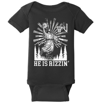 He Is Rizzin Funny Jesus Basketball Christian Religious Baby Bodysuit