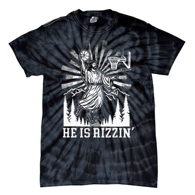 He Is Rizzin Funny Jesus Basketball Christian Religious Tie-Dye T-Shirt