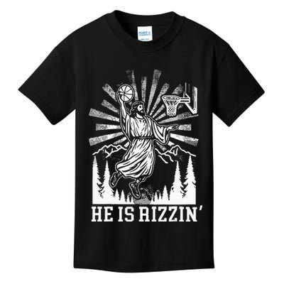 He Is Rizzin Funny Jesus Basketball Christian Religious Kids T-Shirt