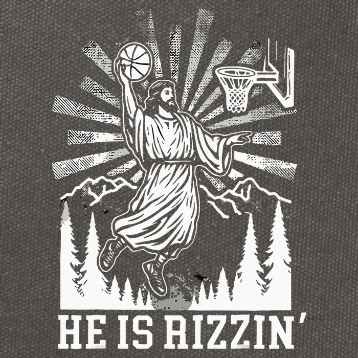 He Is Rizzin Funny Jesus Basketball Christian Religious Cotton Canvas Backpack