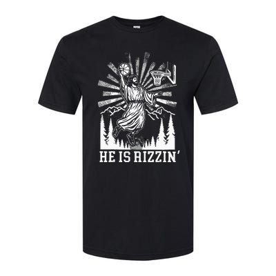 He Is Rizzin Funny Jesus Basketball Christian Religious Softstyle CVC T-Shirt