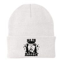 He Is Rizzin Funny Easter Day Retro Christian Religious Knit Cap Winter Beanie