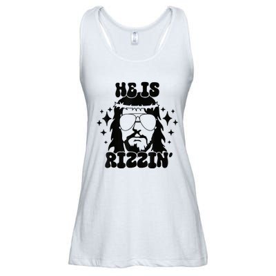 He Is Rizzin Funny Easter Day Retro Christian Religious Ladies Essential Flowy Tank