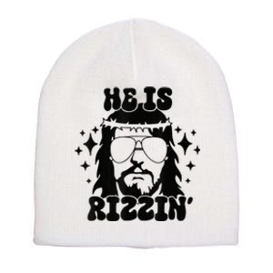 He Is Rizzin Funny Easter Day Retro Christian Religious Short Acrylic Beanie