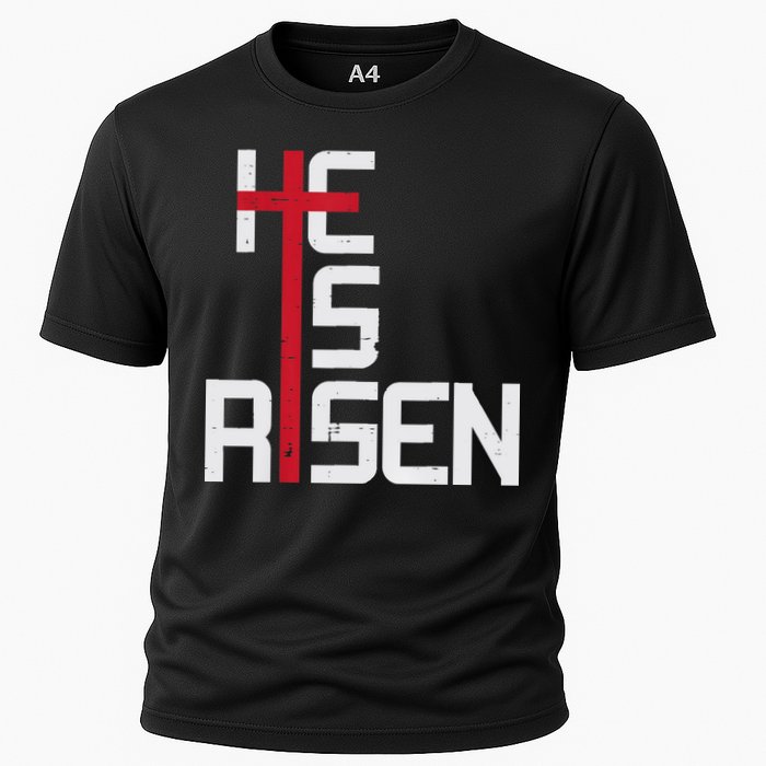 He Is Risen Cross Jesus Easter Christian Religious Men Teens Cooling Performance Crew T-Shirt