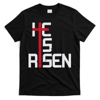 He Is Risen Cross Jesus Easter Christian Religious Men Teens T-Shirt