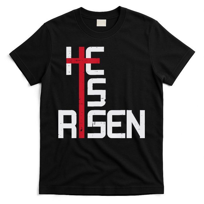 He Is Risen Cross Jesus Easter Christian Religious Men Teens T-Shirt