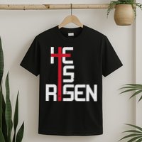 He Is Risen Cross Jesus Easter Christian Religious Men Teens T-Shirt