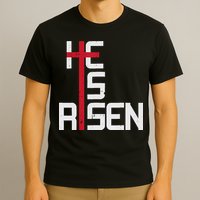 He Is Risen Cross Jesus Easter Christian Religious Men Teens T-Shirt