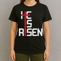 He Is Risen Cross Jesus Easter Christian Religious Men Teens T-Shirt