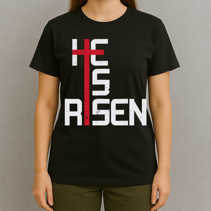 He Is Risen Cross Jesus Easter Christian Religious Men Teens T-Shirt