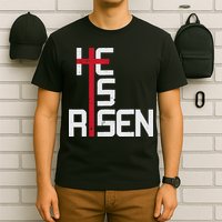 He Is Risen Cross Jesus Easter Christian Religious Men Teens T-Shirt