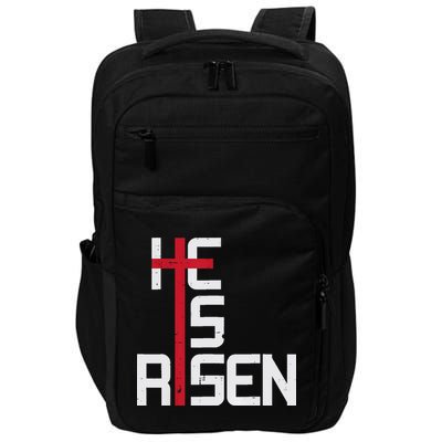 He Is Risen Cross Jesus Easter Christian Religious Men Teens Impact Tech Backpack