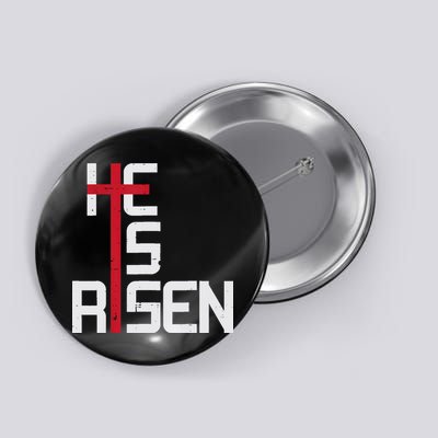 He Is Risen Cross Jesus Easter Christian Religious Men Teens Button