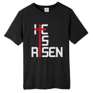 He Is Risen Cross Jesus Easter Christian Religious Men Teens Tall Fusion ChromaSoft Performance T-Shirt