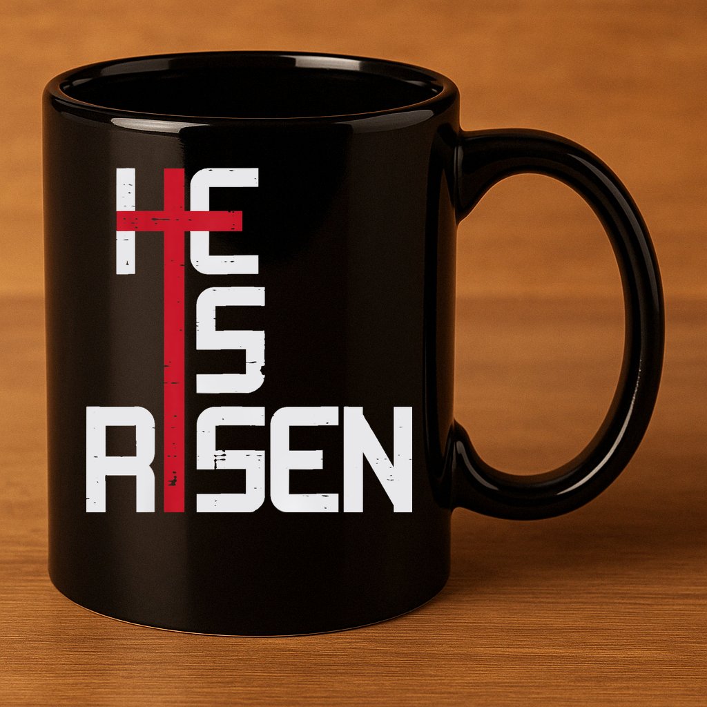 He Is Risen Cross Jesus Easter Christian Religious Men Teens 11oz C Handle Ceramic Mug